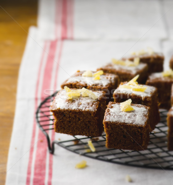 slices of a ginger parkin on a lattice for cooling.  Stock photo © zoryanchik