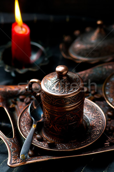 Caffè metal turco tradizionale coppe messa a fuoco selettiva Foto d'archivio © zoryanchik