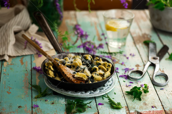 orecchiette butter braised nettles.food gathering Stock photo © zoryanchik