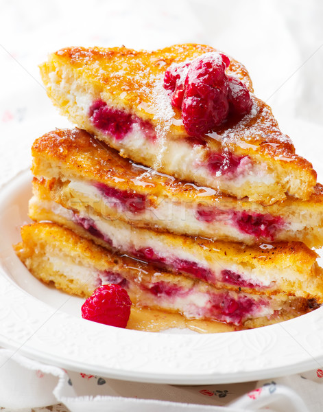 French toast stuffed ricotta and raspberry. Stock photo © zoryanchik