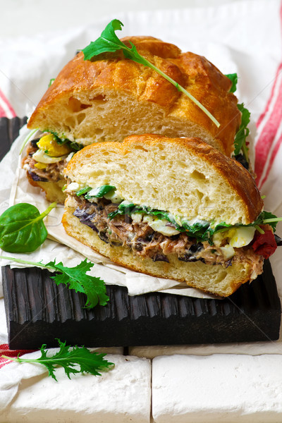 Tuscan ton rustic fundal pâine sandwich Imagine de stoc © zoryanchik