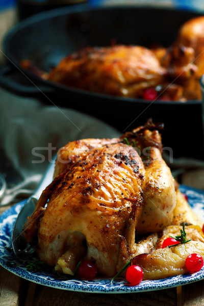 cranberry apple stuffed cornish hens Stock photo © zoryanchik