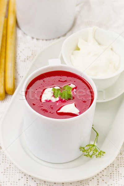Burak pomidorów kremowy diety zupa biały Zdjęcia stock © zoryanchik
