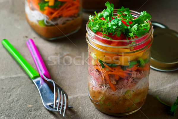 [[stock_photo]]: Thai · maçon · jar · salade · style · alimentaire