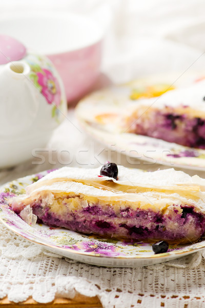 Cottage cheese and blueberry strudel..selective focus.  Stock photo © zoryanchik