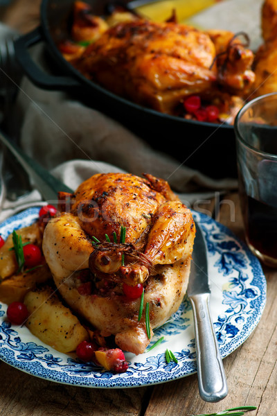 cranberry apple stuffed cornish hens Stock photo © zoryanchik