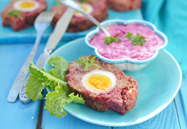 Foto stock: Carne · pan · huevos · raíz · casero · Pascua