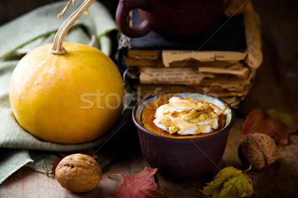 Kabak tatlı kupa sonbahar seçici odak gıda Stok fotoğraf © zoryanchik