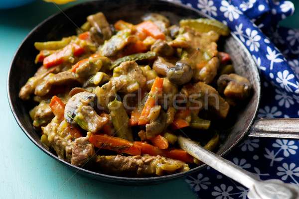 телятина овощей Vintage сковорода избирательный подход продовольствие Сток-фото © zoryanchik