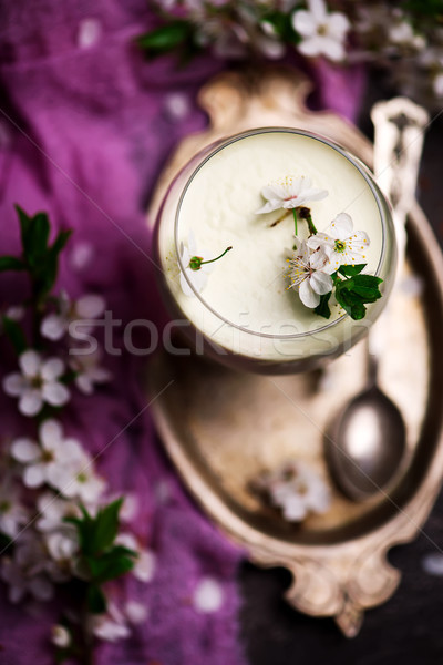 plum blossom honey panna cotta in to the glass Stock photo © zoryanchik