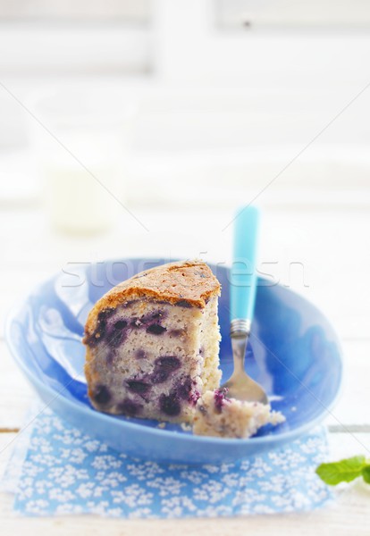 blueberry cake and glass of milk Stock photo © zoryanchik