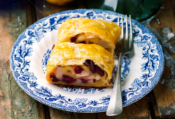 Pear and cranberry strudel .selective focus.  Stock photo © zoryanchik