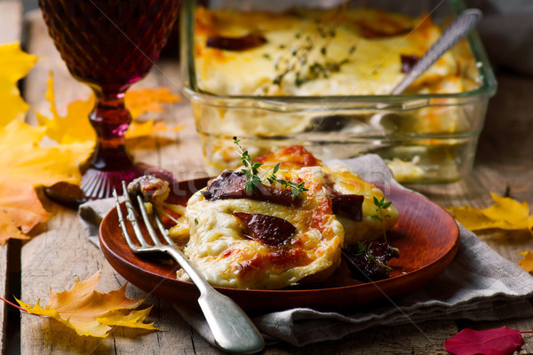 Pilze rustikal selektiven Fokus Käse Pasta Stock foto © zoryanchik