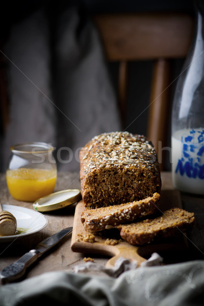 the cake with bran and sunflower seeds  Stock photo © zoryanchik