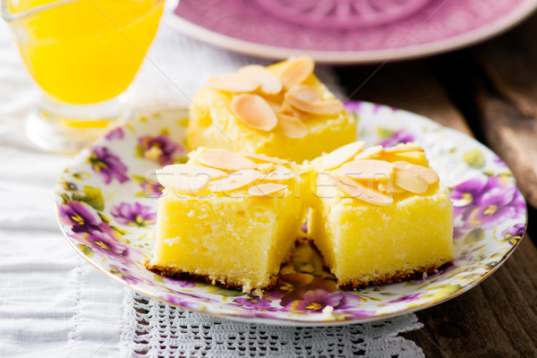Fiorella Italian Cottage Cheese Semolina Cake Selective Focus