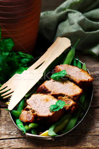 Slow Cooker Chipotle-Honey Pork Tenderloin  Stock photo © zoryanchik