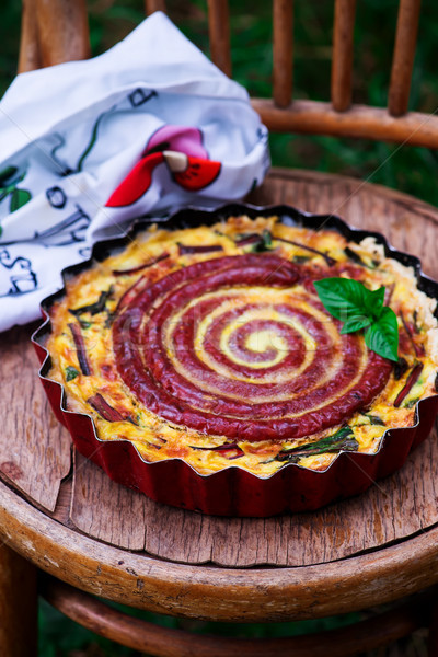 quiche with  swiss chard and sausage.selective focus Stock photo © zoryanchik
