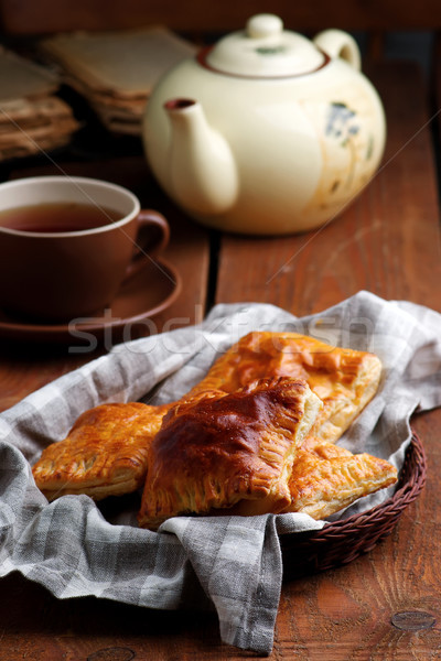 salami and cheese puff pastry.selective focus Stock photo © zoryanchik