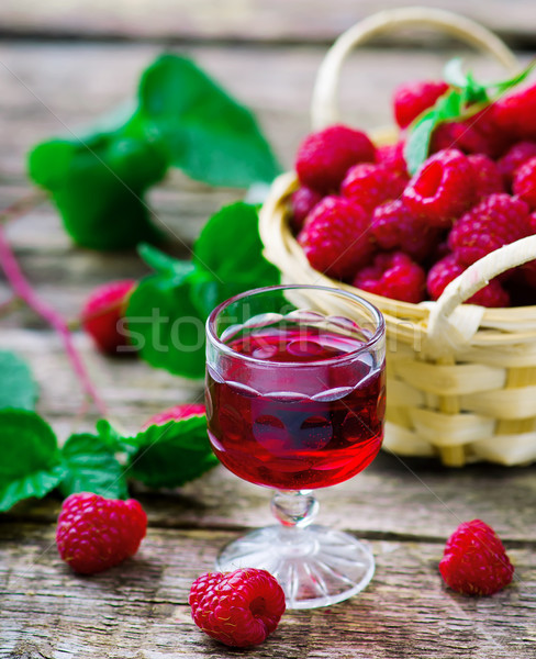 liqueur from raspberry in a shot glass Stock photo © zoryanchik