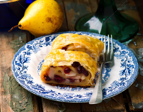 Pear and cranberry strudel .selective focus.  Stock photo © zoryanchik