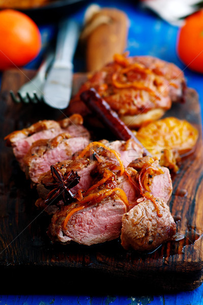 peking duck breast clementine spices.style rustic Stock photo © zoryanchik