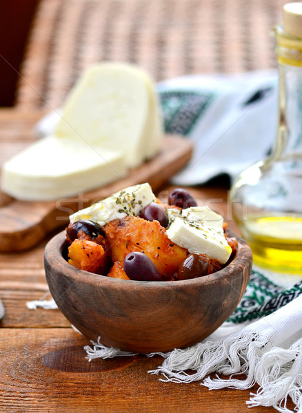 Stock photo: potato ragout on - is Greek with feta and olives 