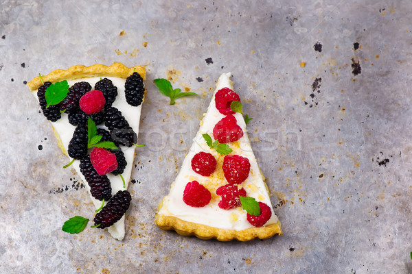 slice of a tart with fresh berries.  Stock photo © zoryanchik