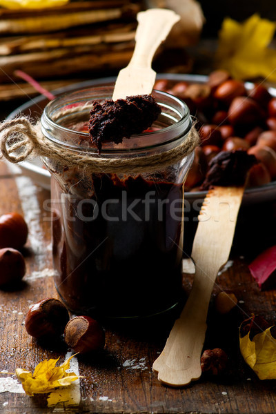 sugar free  homemade nutella keto low carb.style rustic Stock photo © zoryanchik