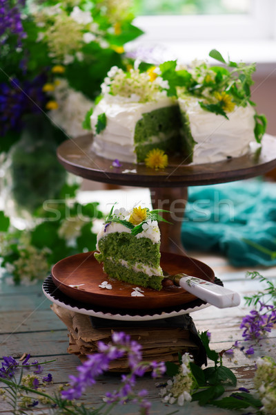 NETTLE AND LEMON CAKE WITH LEMON ICING.food gathering Stock photo © zoryanchik