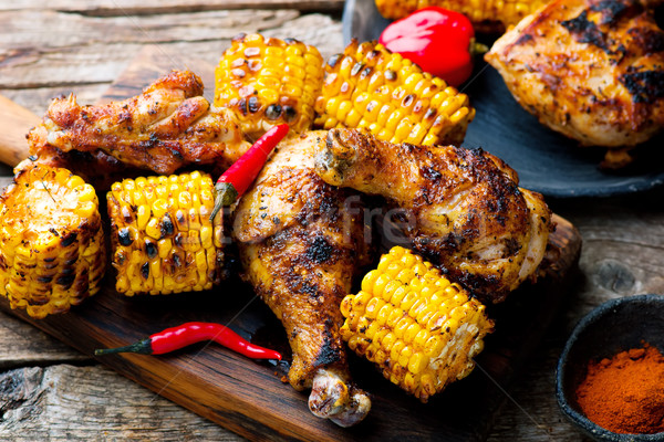 Cajun Chicken and Corn. Stock photo © zoryanchik