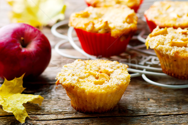 Stock fotó: ősz · alma · muffinok · stílus · rusztikus · szelektív · fókusz