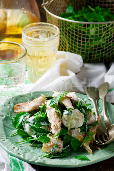 warm new potato and smoked mackerel salad Stock photo © zoryanchik