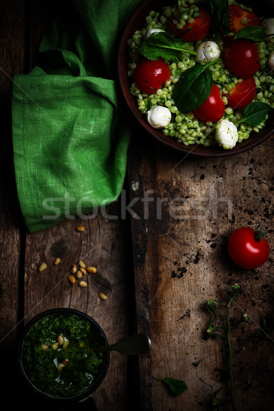 Israeli couscous Salad  with pesto Stock photo © zoryanchik