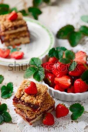 Erdbeere Rhabarber Jahrgang Hintergrund Kuchen Dessert Stock foto © zoryanchik