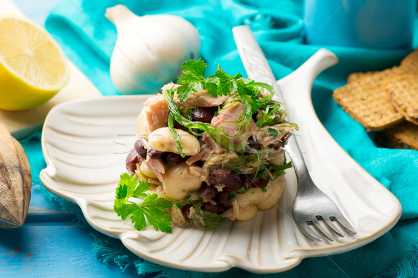 Stock photo: Tuna, Seaweed, and Mixed Legume Salad