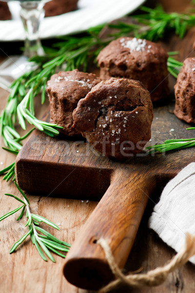 çikolata biberiye rustik gıda arka plan kek Stok fotoğraf © zoryanchik