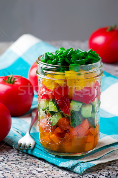 łatwe mason jar rustykalny zielone Sałatka Zdjęcia stock © zoryanchik