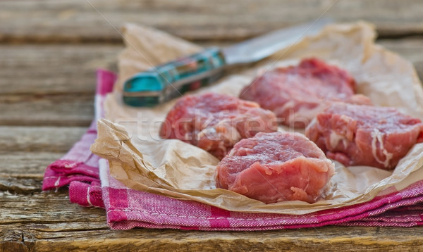 the fresh, crude, cut on pieces pork fillet  Stock photo © zoryanchik
