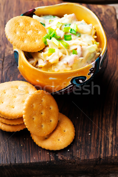 cheese bacon dip with crackers.  Stock photo © zoryanchik