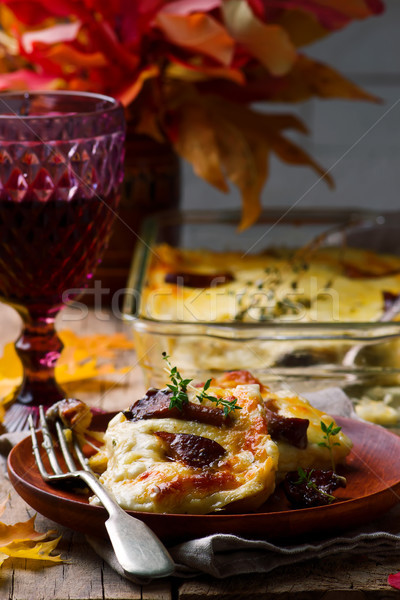 Wild mushrooms lasagna.style rustic Stock photo © zoryanchik