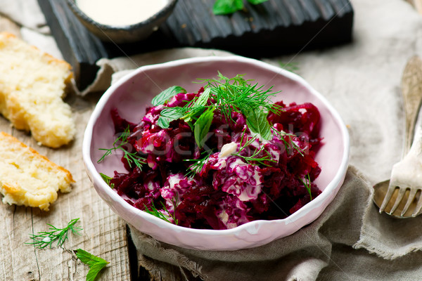 Beet salad with tahina sauce Stock photo © zoryanchik
