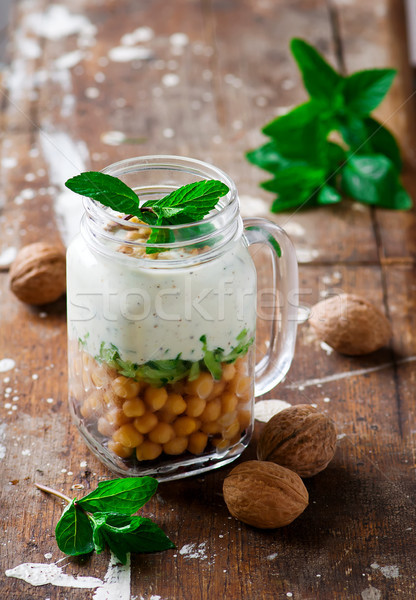 minty yogurt parfaits in the jar.style rustic. Stock photo © zoryanchik