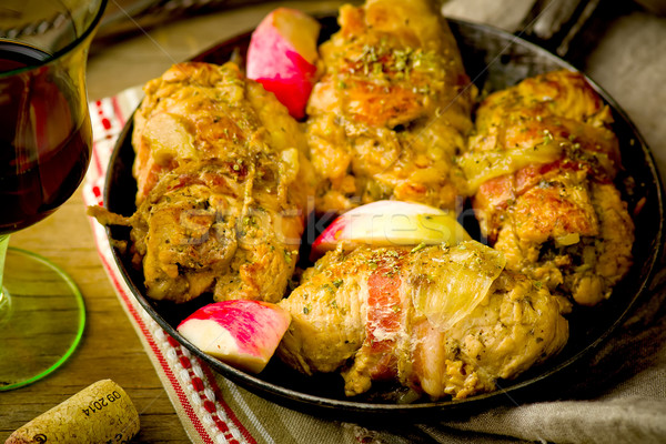 rolls from a turkey with apples.  Stock photo © zoryanchik