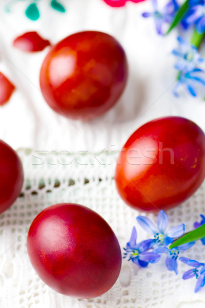 Ostern gefärbte Eier Frühlingsblumen selektiven Fokus Frühling Ei Stock foto © zoryanchik