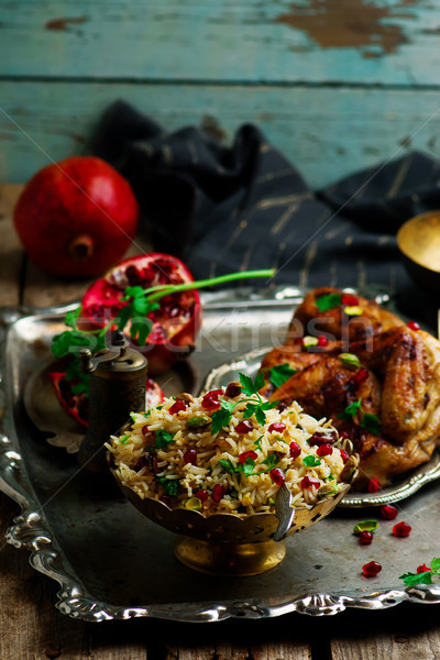 Stock photo: Persian Honey Glazed Chicken and Jeweled Rice