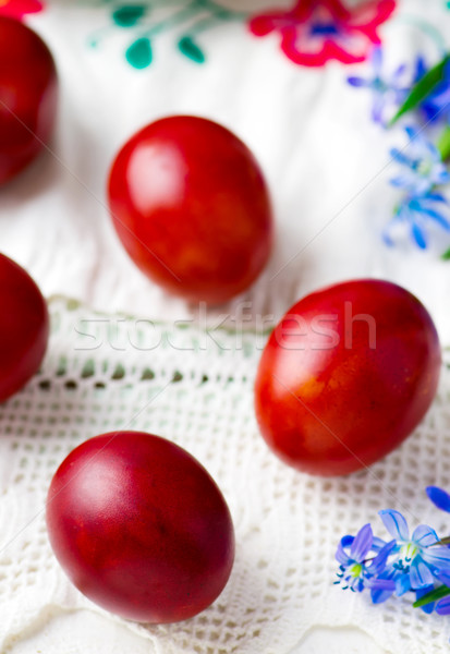 Ostern gefärbte Eier Frühlingsblumen selektiven Fokus Frühling Ei Stock foto © zoryanchik