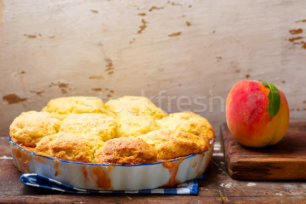 Peach cornmeal cobbler . style vintage Stock photo © zoryanchik