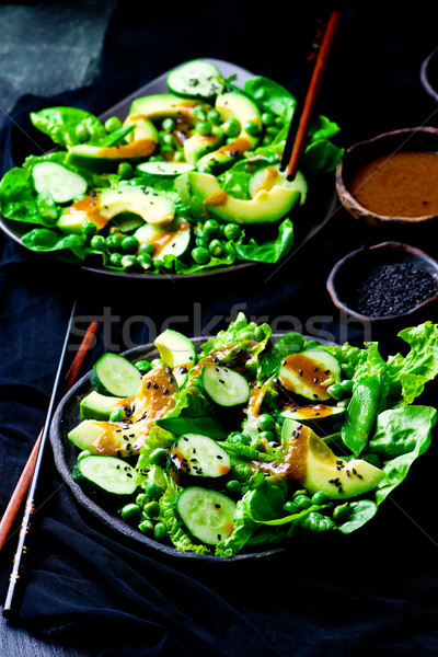 Green salad with miso dressing Stock photo © zoryanchik