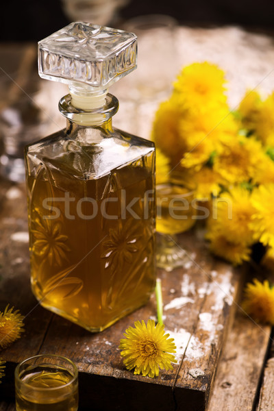 Dandelion Cordial in glass bottle .style vintage Stock photo © zoryanchik