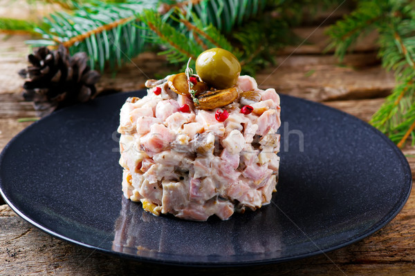 Salada cogumelos maionese foco comida tabela Foto stock © zoryanchik